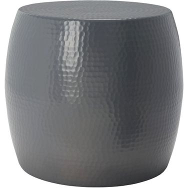 Vanadium Round Hammered Stool in Dark Grey