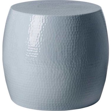 Vanadium Round Hammered Stool in White