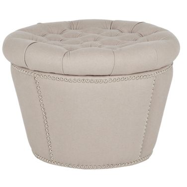 Vanessa Ottoman with Silver Nail Heads in Taupe