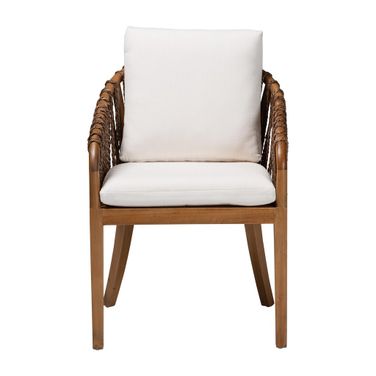 Varen Seagrass and Mahogany Wood Dining Chair In Walnut Brown