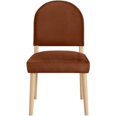 Varinelle Velvet Upholstered Dining Chair Set of 2 In Cognac and Natural