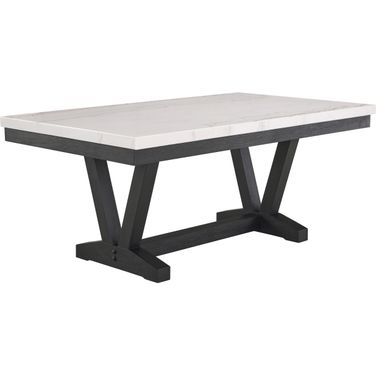 Varley Genuine Marble Dining Table In Charcoal and White