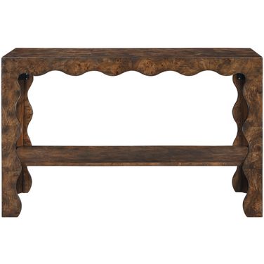 Vassa Burl Veneer Console Table In Brown and Stained Walnut