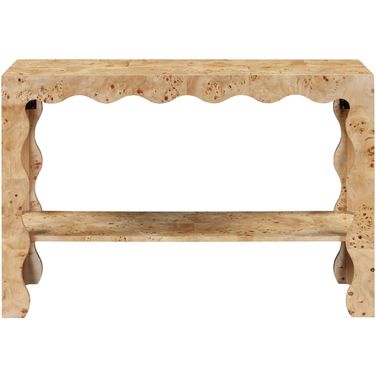 Vassa Burl Veneer Console Table In Natural and Stained Natural