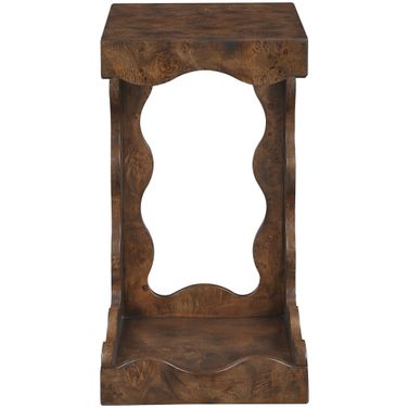 Vassa Burl Veneer End Table In Brown and Stained Walnut
