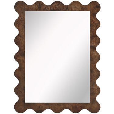 Vassa Burl Veneer Mirror In Brown and Stained Walnut