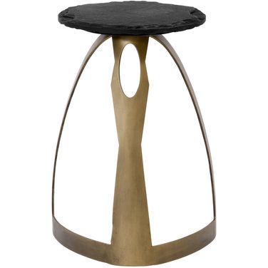 Vaughan Round Accent Table In Antique Brass
