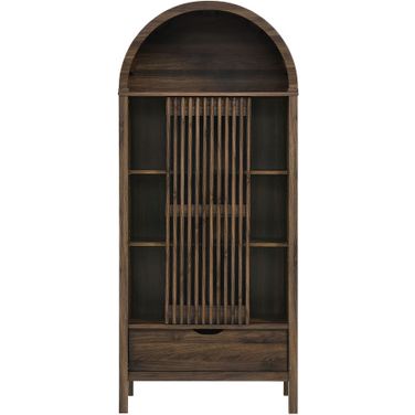 Vaughn 71 Inch Arched Storage Display Cabinet In Walnut