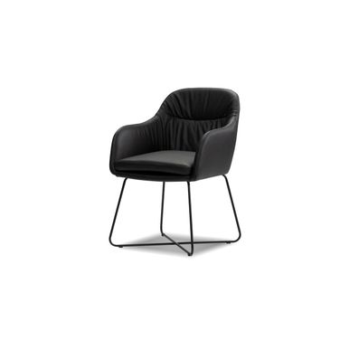 Vaughn Dining Armchair Black Powder Coated Steel Base In Black