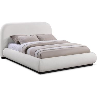 Vaughn Linen Textured Fabric King Bed In Cream/Black