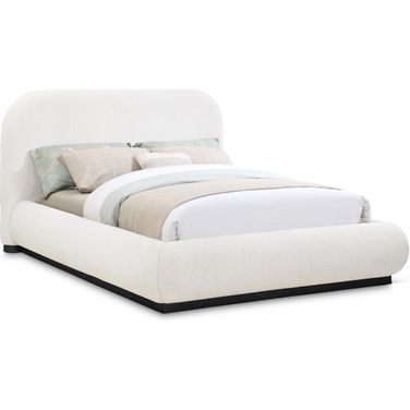 Vaughn Boucle Fabric King Bed In Cream/Black