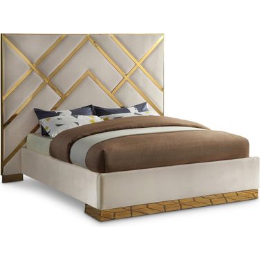 Vector Velvet King Bed In Cream