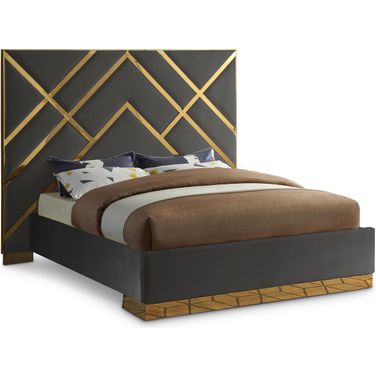 Vector Velvet King Bed In Grey