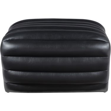 Vega Vegan Leather Ottoman In Black