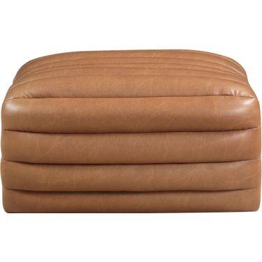 Vega Vegan Leather Ottoman In Cognac