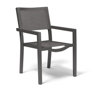 Vegas Stackable Sling Dining Chair in Aluminim Graphite