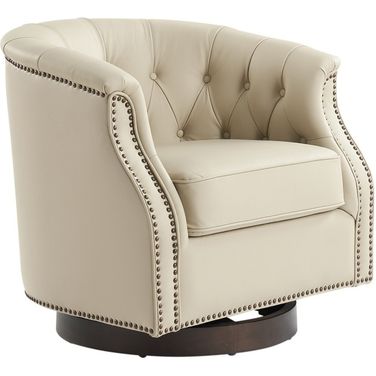 Veitin Chesterfield Rocker And Swivel Genuine Leather Chair In White