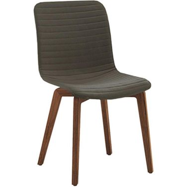 Vela Dining Chair Set Of 2 In Grey With Walnut Back