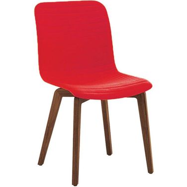 Vela Dining Chair Set Of 2 In Red With Walnut Back