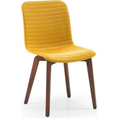 Vela Dining Chair Set Of 2 In Yellow With Walnut Back