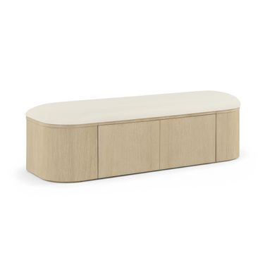 Velden Vegan Leather Upholstered Storage Bench In Cream