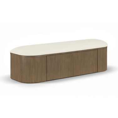 Velden Vegan Leather Upholstered Storage Bench In Cream