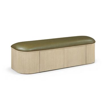 Velden Vegan Leather Upholstered Storage Bench In Olive