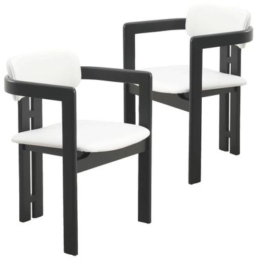 Velo Series Modern Dining Chair In Black Wood with Off White Seat
