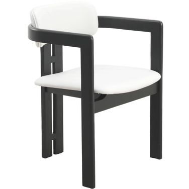 Velo Series Modern Dining Chair Set of 4 In Black Wood with Off White Seat