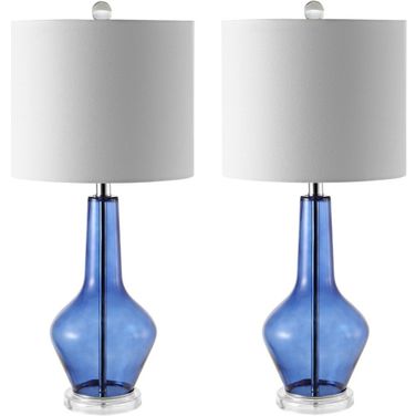 Velor Blue Table Lamp Set of 2