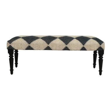 Velto Jute and Diamond Indoor Bench In Natural and Black