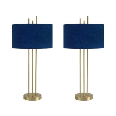 Velvet Radiance Metal Table Lamp Set of 2 In Plated Gold