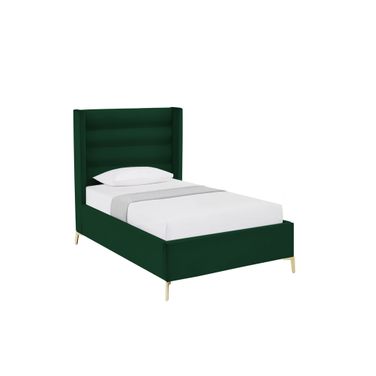 Velvet Upholstered Full Bed Frame In Green