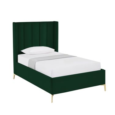 Velvet Upholstered Full Bed Frame In Green