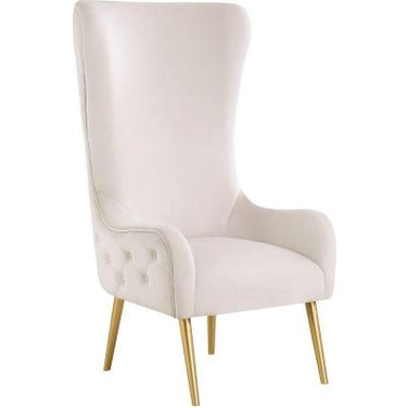 Venetian Cream Tufted Velvet High Back Arm Chair