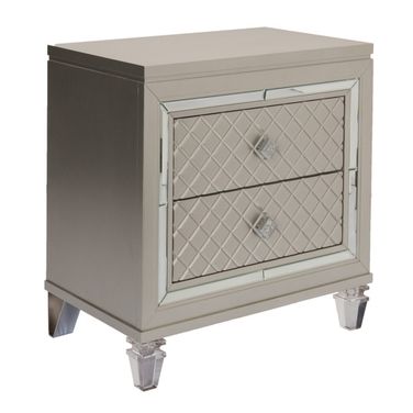 Venetian Nightstand with 2 Drawers In Champagne Silver
