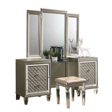 Venetian Vanity with Jewelry Hangers In Champagne Silver