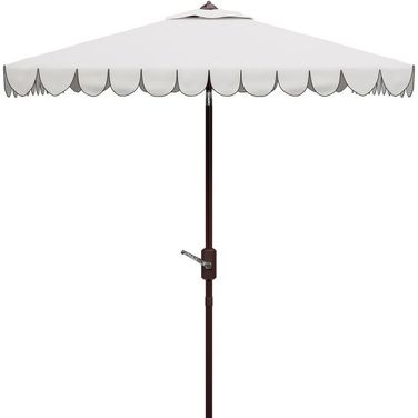 Venice 7.5 Ft Square Crank Umbrella In White and Black
