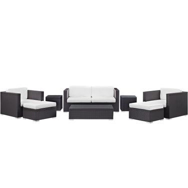 Venice 8-Piece Outdoor Patio Sofa Set In Espresso White