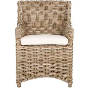 Ventura Brown and White Washed Rattan Arm Chair