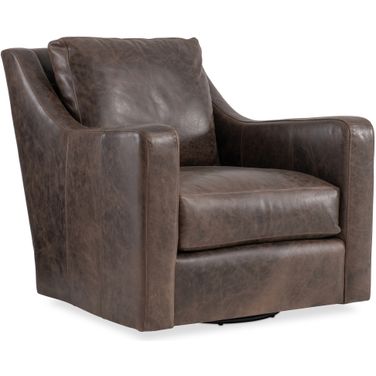 Ventura Leather Swivel Chair In Brown
