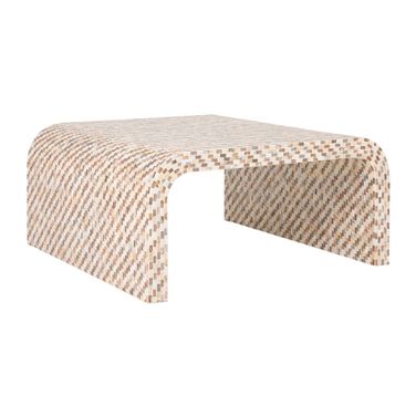 Ventura Mother of Pearl Waterfall Square Coffee Table In Brown