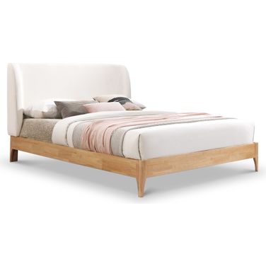 Ventura Polyester Fabric King Bed In Cream