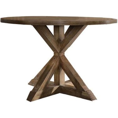 Venus 48 Inch Round Wood Dinette Table In Antique Natural Oak