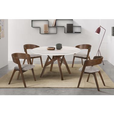 Venus and Jackie 5-Piece Walnut and Marble Round Dining Set