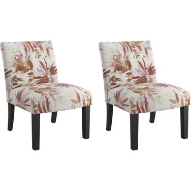 Vera Accent Chair Set of 2 In Crimson Floral