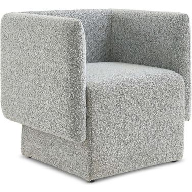 Vera Boucle Fabric Accent Chair In Grey