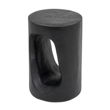 Vera Magnesium Oxide Faux Wood Side Table In Black