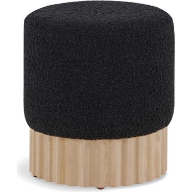 Veranda Boucle Fabric Ottoman In Black/Natural