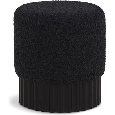 Veranda Boucle Fabric Ottoman In Black